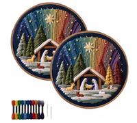 Kit de broderie à faire soi-même pour crèche de Noël - Stitch The Holy Story - Kit de broderie chrétienne pour adultes débutants - Kit de point de croix de Noël avec une touche spirituelle - Œuvre