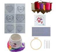Kit de broderie à l'aiguille à poinçonner - Kit de broderie fait main pour la Saint-Valentin | Sous-verre avec instructions détaillées mignonnes pour zone de travail, salle de classe, salon