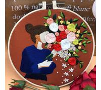 Kit De Broderie À L'aiguille Pour Ffilles, Bricolage De Fleurs, Point De Croix, Bricolage Artisanal, Ruban De Peinture, Cerceau