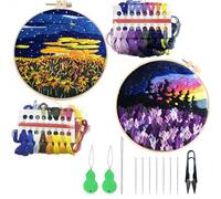 Kit de Broderie Allazone Pour Débutants et Adultes, Embroidery Starter Kit, Couleurs de Fil, Soleil