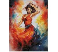 Kit de broderie au point de croix compté Motif danseuse de salsa 14 fils 100 % coton 2150 x 200 points 26 x 36 cm