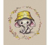 Kit de broderie au point de croix compté pour bébé éléphant garçon ou fille - Fait à la main - Idée d'art - Annonce de naissance - Thème jungle pastel