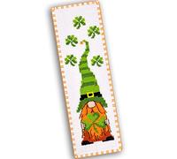 Kit de broderie au point de croix compté pour broderie à la main « Gnome irlandais » - Cadeau de la Saint-Patrick pour un amoureux des livres
