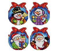 Kit de broderie au point de croix compté sur toile plastique avec jouets de Noël 4 décorations d'hiver 9 x 10,5 cm chacune 109 CS. Superbe pour les amateurs d'art et d'artisanat