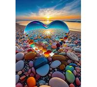 Kit de broderie au point de croix estampé Love Stone à faire soi-même, kit de broderie au point de croix coloré pour adultes et débutants, décoration d'intérieur, 30,5 x 40,6 cm