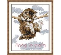 Kit de broderie au point de croix estampillé à faire soi-même, gamme complète de kits de dé marrage pour débutants pré-imprimés - Accrochez-vous 23x27cm