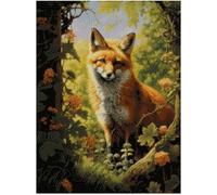 Kit de broderie au point de croix Fox (2) en coton, 100 % coton, 14 points, 150 x 200 points, 26 x 36 cm de large motif animal