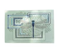 Kit de broderie au point de croix géométrique Libellule, kit de broderie au point de croix for débutants et adultes avec fils de lin imprimés, aiguilles et perles, instructions complètes(1pcs)