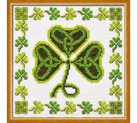 Kit de broderie au point de croix irlandais « Trèfle » - Symbole de l'Irlande - Cadeau fait à la main