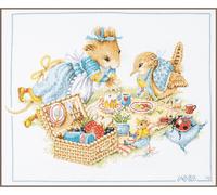 Kit de broderie au point de croix Lanarte "Picnic avec Vera Marjolein Bastin. Aida", modèle à compter, 49x39cm