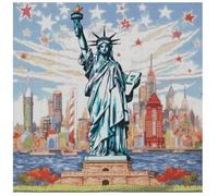 Kit de broderie au point de croix Motif paysage de New York au printemps, 14 points, tissu Aïda vierge, 250 x 250 points, 44 x 44 cm, en coton