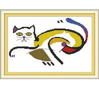 Kit de broderie au point de croix, motif The Frightened Fat Cat Awesocrafts facile à broder au point de croix, options estampillées ou comptées pour adultes débutants et enfants (chat, compté)