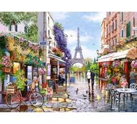 Kit de broderie au point de croix - Paysage romantique de la rue de Paris - 40 x 50 cm - 11 CT - Kit de point de croix avec impression de motifs populaires - Kit de broderie pour débutant avancé