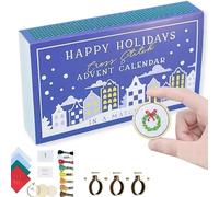 Kit de broderie au point de croix pour calendrier de l'Avent 24 jours (bleu)
