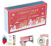 Kit de broderie au point de croix pour calendrier de l'Avent 24 jours (rouge)