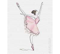 Kit de broderie au point de croix pour danseuse de ballet | Ballerine dansant en tutu rose et chaussures de pointe et cadeau pour fille