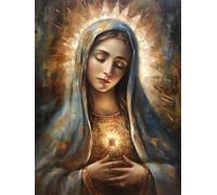 Kit de broderie au point de croix pré-imprimé 11 ct pour adultes - Motif Mère Marie, priant - 40 x 50 cm (y-f43)