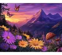 Kit de broderie au point de croix « Scène de montagne avec fleurs du matin » .11CT-40X50CM, motif imprimé populaire, kit de broderie au point de croix, DIY pour débutants et confirmés