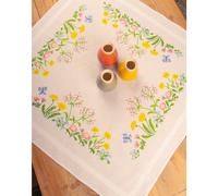 Kit de broderie au point de croix Vervaco imprimé, tissu de table « Fleurs des c