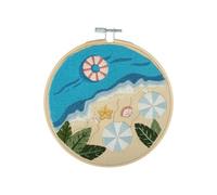 Generique Kit broderie 15 cm pour débutant – fils bambou, support d'aiguille – plage