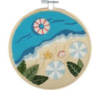 Generique Kit broderie 15 cm pour débutant – fils bambou, support d'aiguille – plage