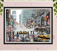 Kit De Broderie Croisée 11Ct Tissu Imprimé 40X50Cm Broderie Motifs De New York, 50X70Cm Diy Kit D'Entrée Simple Pré - Impression Broderie Pour Filles Artisanat Dmc Articles Broderie