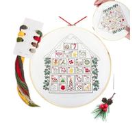 Kit de broderie de calendrier de l'Avent - Kit de broderie de Noël classique - Figurines uniques - Motif brodé à la main - Parfait pour l'art des vacances, projet créatif, idéal pour les hivers
