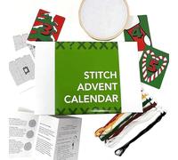 Kit de broderie de compte à rebours de Noël, calendrier de l'Avent de 24 jours | Broderie à la main pour décoration intérieure