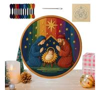 Kit de Broderie de crèche - Kit de Bricolage chrétien Fait à la Main - Œuvre d'art de Point de de Noël avec Fil Tout Compris et Aiguille | Kit Complet pour Adultes, Chaussettes de Noël, Vacances