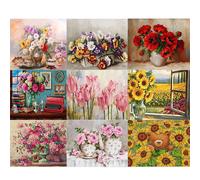 Kit De Broderie De Motifs De Fleurs 11ct, Points De Croix Estampillés, Bricolage, Art Mural, Décoration De Chambre À Coucher