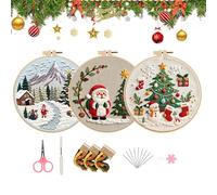 Kit de broderie de Noël - 3 pièces - Kit de broderie au point de croix - Pour femmes, adultes, femmes, adolescentes, petite amie, famille et amis