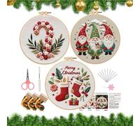 Kit de broderie de Noël - 3 pièces - Kit de broderie au point de croix - Pour femmes, adultes, femmes, adolescentes, petite amie, famille et amis