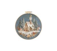 Kit de broderie de Noël - Embroderie Needlepointt | Création de décoration de vacances d'hiver, motif pré-imprimé avec des fils colorés, guide facile à suivre, idéal pour un métier de jour de pluie re