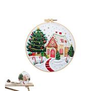 Kit De Broderie De Noël - Kit De Point De Croix Estampillé | Projet D'artisanat Débutant | Un Jeu De Démarrage De Bricolage Complet Avec Motif, Cerceau Et Fils Pour Adultes, Une À La Main Et G