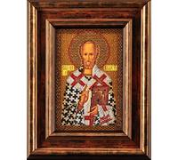 Kit de broderie de perles DIY Icône Saint Nicolas le Wonderworker 17 x 25,9 cm Ensemble de perles en toile colorée Guide d'aiguille pour débutants