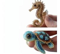Kit de broderie de perles en forme de pieuvre - Animaux de l'océan 3D à faire soi-même, kit de démarrage pour débutants, kit complet de perlage, instructions étape par étape en couleur, cadeau créatif