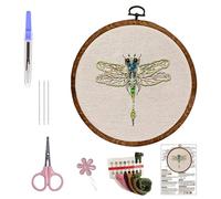 Kit de broderie de perles pour débutant avec cadre de couture, instructions (français non garanti), tissu à broder, fil à coudre et perles aiguilles