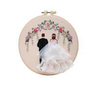 Kit de broderie débutant, mariée et marié Kit de broderie point de croix 20cm cadre à broder aiguille fil AccessoiresNous sommes mariésKit de broderie débutant point de croix pour débutants mariage