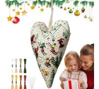 Kit de Broderie Débutant pour Adultes Cœur Ornement - Kit d'Entraînement - Ensemble Complet Artisanat pour Adultes Adolescents Loisirs Créatifs Décoration Murale Projet Voyage Activité de Groupe