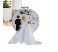 Kit de broderie débutants Mariage Cercle À Broder Décoratif DIY Élégant | Set Needle Saint-Valentin Cerceau fil tissu motif floral instructions pas à pas pour une déco mariage élégante