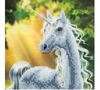 Kit Crystal Art - Carte broderie diamant - Licorne - 18 x 18 cm Blanc