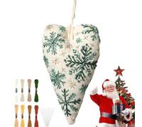 Kit de broderie en forme de cœur - Décoration de Noël - Apprentissage de la broderie - Kit de bricolage complet pour les voyages, la détente, les loisirs, la décoration murale