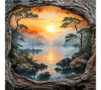 Kit de Broderie en Points Croisés pour Paysagisme Imprimé, Ensemble DIY de Scènes Forestières Completes 14CT à 2 Fils, Modèles Artistiques pour Débutants et Adultes, Décoration Intérieure