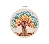 Trimits Kits de Broderie - Kit de Broderie 15cm 6 pouces, Kits Point de Croix pour Adultes, Kit de Démarrage avec Cerceau à Broder en Bambou, Tissu, Fils, Aiguille & Support - Arbre de Vie