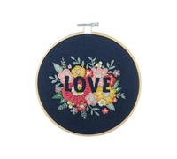 Trimits – Kit de broderie Amour 15 cm – Kit de démarrage point de croix adultes, cerceau bambou