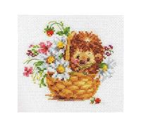 Kit de broderie motif hérisson dans daisies-hérisson dans un panier-gezählter point