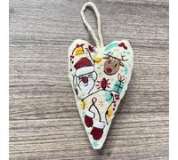 Kit de Broderie Noël DIY pour Débutants Ornements en Forme Cœur Point Croix avec Aiguilles Décoration d'Arbre Manuelle - Cadeau Créatif Amateurs finished product G