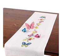 Kit de broderie PAPILLONS, chemin de table, kit complet avec nappe pré-dessinée à broder, kit de broderie avec patron de broderie pour adulte, broderie au point de croix