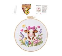Kit de Broderie Petit Format,Lapin de Pâques Activités Créatives Printanières - Coffret de Broderie avec Toile Pré-imprimée et Cerceau | Pour Débutants Passionnés Maison Voyage Fête Anniversaire