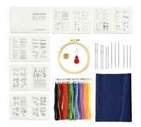 Kit de broderie pour adultes - Kit de broderie manuelle avec livres à coudre | Guide des fournitures réutilisables pour apprendre à créer des projets artisanaux amusants pour filles, femmes